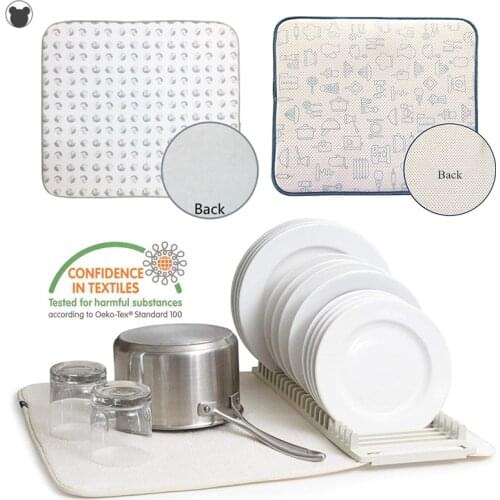 High Quality Dish Drying Mat high absorbent tableware draining Cushion pad thick microfiber table mat kitchen mat USA 46*40cm