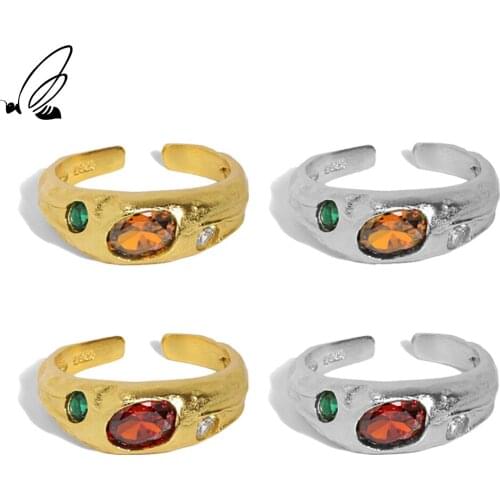 SSTEEL Sterling Silver 925 Design Micro Inlaid Zircon Opening Ring For Women Engagement 2021 Trend Fine Accesories Jewelry