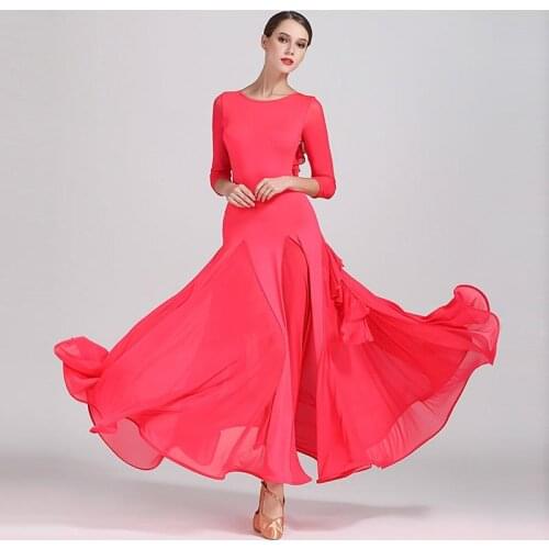 Woman Stansard Ballroom Dress Ballroom Dance Clothes Red Spanish Dress Flamenco Viennese Waltz Dress Tango Dress Foxtrot