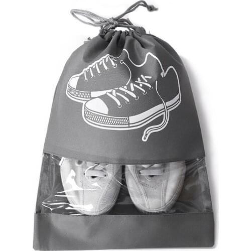 15pcs Travel shoe storage bags Household dust-proof Portable transparent waterproof drawstring shoe bag Non-woven fabric