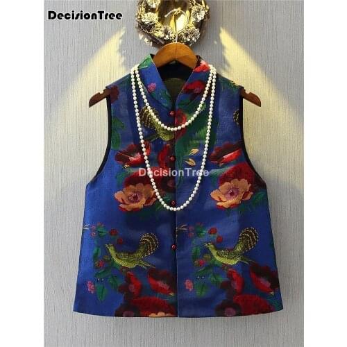 2021 traditional chinese women vest flower embroidery elegant lady vest chinese style retro jacquard elegant lady vest tang suit