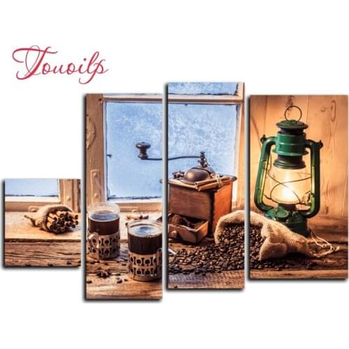 4pcs,Full,square&round Diamond Embroidery,5D,Coffee light Diamond Painting,Cross Stitch,3D,Diamond Mosaic,diamond pattern,Crafts