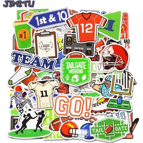 50 PCS Rugby Stickers American Football Theme Sport Sticker On Laptop Water Bottle Cartoon Cool Stickers DIY Helmet Car Kids Toy
