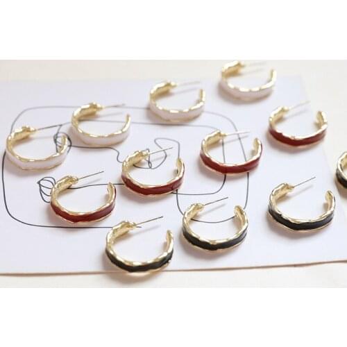 6pcs Trendy Irregular semicircle C-shaped Earrings for Women Ladies alloy type diy jewelry earring material accessories material