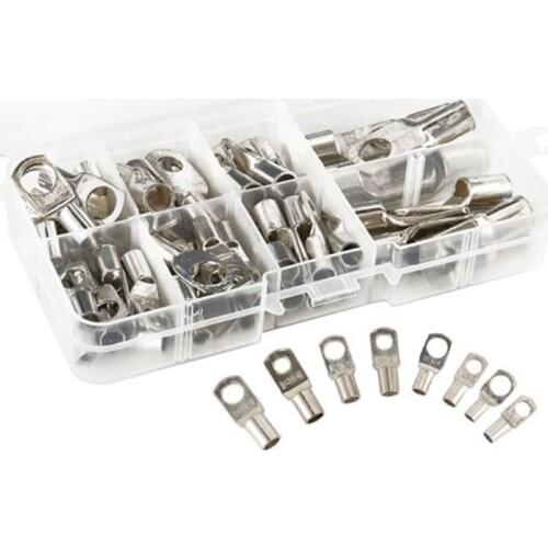 60/90pcs boxed cold pressed terminal block O-shaped copper nose wire power connector square wiring accessories