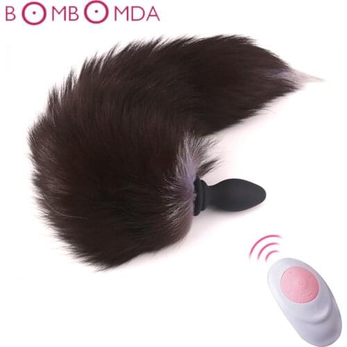 Fox Tail Anal Plug Vibrator By Remote Control Anus Dilator For Couples Adult Game Cosplay Accessories Vibrating Dildo Butt Plug