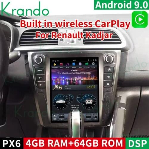 Krando Android 9.0 4G 32G 10.4" Tesla Vertical Screen Car Multimedia Radio for Renault Kadjar 2016-2018 Wireless Carplay