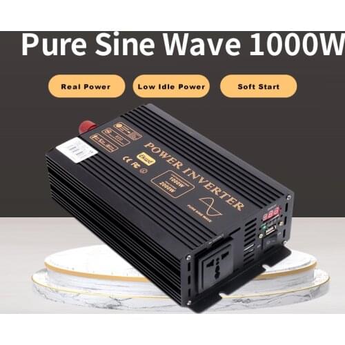1000W Pure Sine Wave Car Power Inverter Adaptor with USB Outlet Camping Inverter Power Back-up