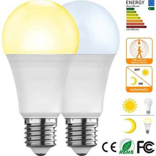 E27 B22 Dusk To Dawn Built-in Light Sensor LED Bulb 85-265v Security Light Automatic On/Off Indoor/Outdoor Lighting Lamp