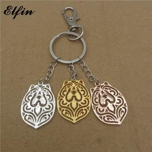 Elfin Trendy Chow Chow Key Chains Gold Color Silver Color Animal Pet Memorial Key Rings Jewellery Women