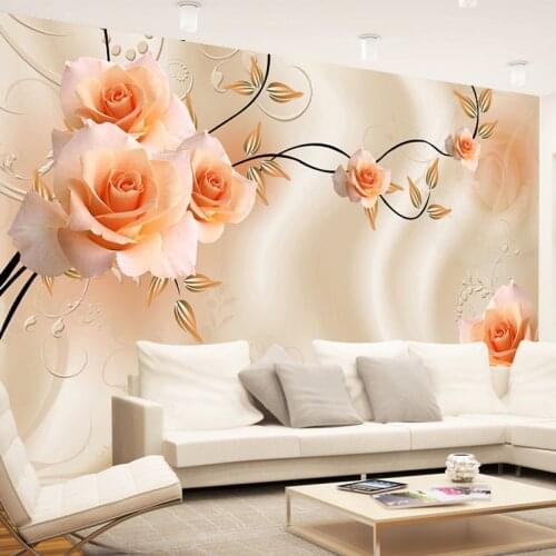 Custom Size 3D Silk Cloth Flowers Photo Wallpapers Floral Rose Mural for TV Sofa Backdrop Living Room Bedroom Simple Home Decor