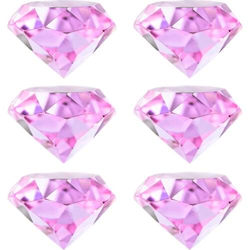 H&D 6pcs 50mm/2" Pink Crystal Diamond Style Paperweights Jewels Wedding Table Decoration Christmas Centerpieces Gift Home Decor