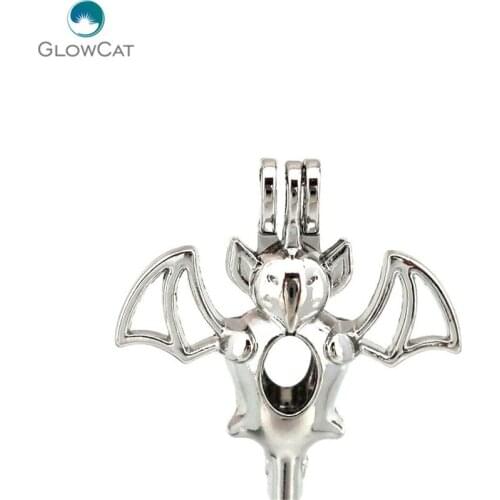 K653 5pcs/lot Bat Note Pearl Beads Cage Pendant Locket Fairytale Party Essential Oil Diffuser