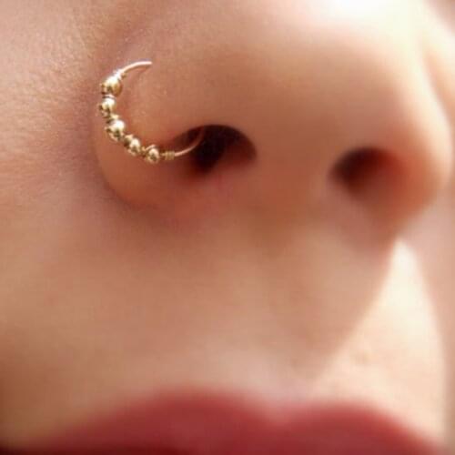 Nose Ring Piercing Jewelry Handmade Gold Filled Punk Nose Rings Faux Vintage Charm Hoop Fake Piercing Grillz Jewelry