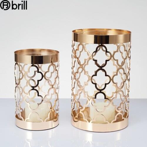 Creative Gold Hollow Candlestick Iron Candle Holders Geometric Metal Vase Home Decoration Candelabros Decorativos De Velas Gift