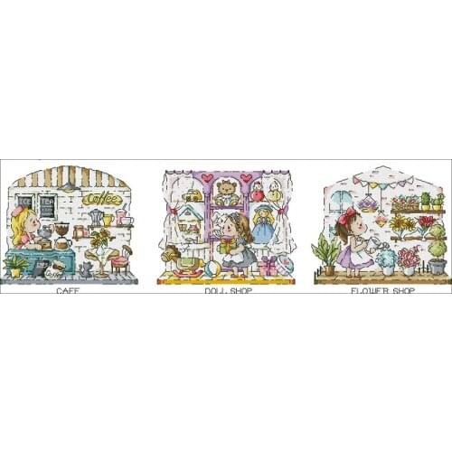 Cartoon 163-small shop Needlework,For Embroidery,DIY 14CT Unprinted Arts Cross stitch kits Set Cross-Stitching Home Decor