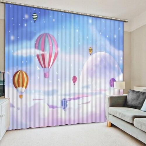 Cartoon balloon Living Room or Hotel Cortians Sunshade Window Curtains 3D Tridimensional Scenery Printing
