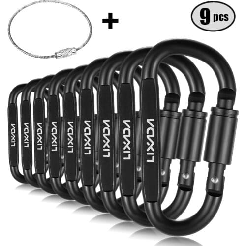 Lixada Aluminum Alloy D-ring Carabiner Clip Set Screw Lock Hanging Hook Buckle Keychain Cable Wire Ring Climbing Equipment