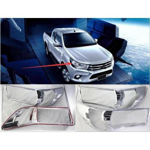 ABS Chrome Head light Cover Trim For Toyota HILUX REVO 2015-2018 Head Lamps cover Car Accessories
