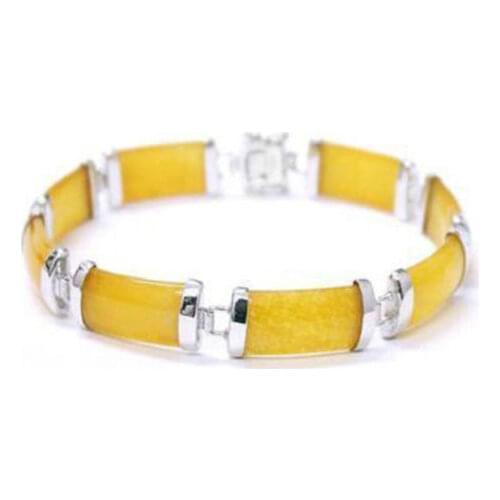 NEW Nice yellow chain Link Bracelet 7.5" AAA> free shipping