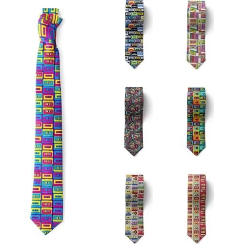 New Style Cassette Music Tape Tie For Men Women Funny Creative Retro Neck Ties 8cm Wide Casual Shirt Suit Accessories For Party