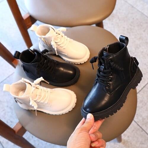 Autumn Girls Boys Leather Martin Shoes Kids Rubber Martin Boots Fashion Winter Childrens Snow Boots 3-12Y Toddler Ankle Boots