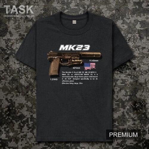 Pistol Series MK23 USA Automatic rifle Army weapon Military fan CSGO jedi game streetwear top printing Short sleeve t-shirt mens