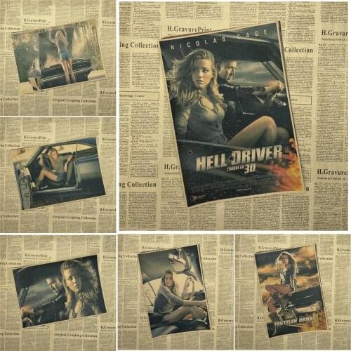 Drive Angry Classic Movie Kraft Paper Poster Bar Cafe Living Room Dining room Wall