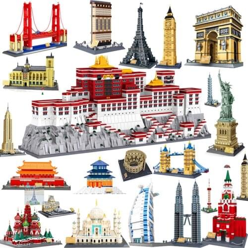 HOT Statue of Liberty Oxford taj mahal building Great Wall architecture University Cambridge London Paris Eiffel tower Toyblocks