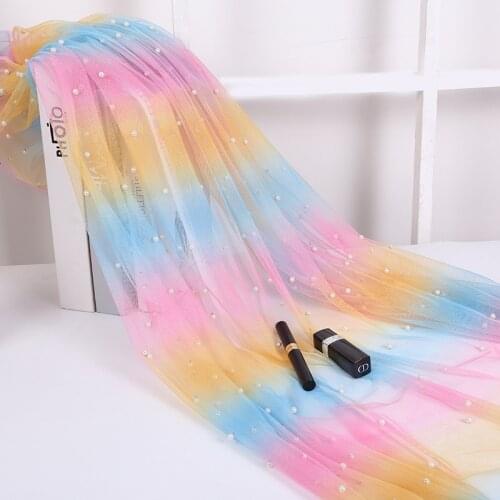 Rainbow Gradient Soft Mesh Tulle Lace Fabrics DIY Sewing Scarf Veil Skirt Dress Wedding Party Decor Designer Fabric