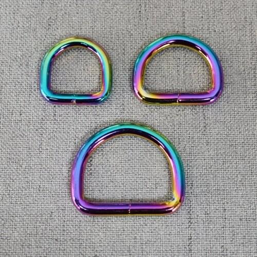 100 Pieces 15mm 20mm 25mm Colourful D Ring Metal Belt Ribbon Buckle Handbag Backpacks Strap Link Chain Leash Garment Accessory