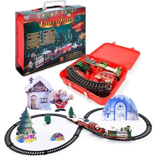 Christmas Electric Railway Car Train Childrens Set Racing Road Transportation Board Games Montessori interactive Toys Gifts