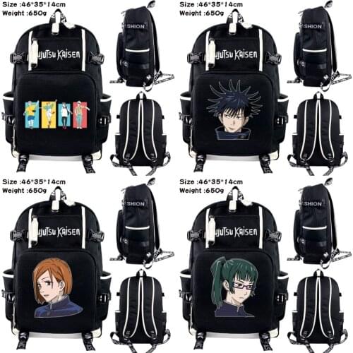 Anime Jujutsu Kaisen Canva Backpack Zipper Packsack Teenager Schoolbag Black Student Shoulders Travel Laptop Bag Cartoon Bookbag