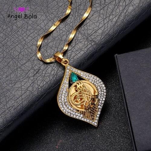 Crystal Allah Pendant and Necklaces for Women Middle East Islam Muslims New Jewelry Arab Gifts Middle East Jewelry No Faded