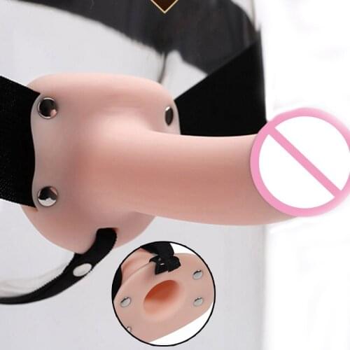 Silicone Hollow Big Dildo Strap on Penis Enlarger Cock Sleeve Masturbator Sex Toys Penis Enlargement Strapon Harness Sex Product