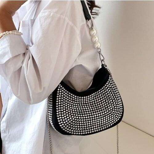 Luxury Bright Diamond Bag Handbags2021new Trendy Fashion One-shoulder Underarm Bag Net Red High-end Sense of Niche Messenger Bag