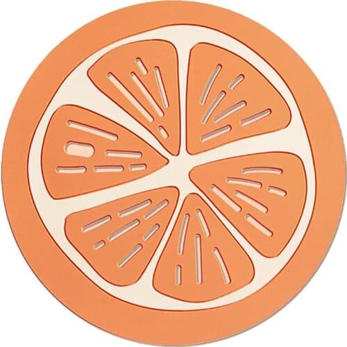 Trivet Mat Heat Insulating PVC Non-slip Fruits Orange Pot Holder Mat Pot Pad Large Cup Pad Table Placemat Drink Cup Coaster