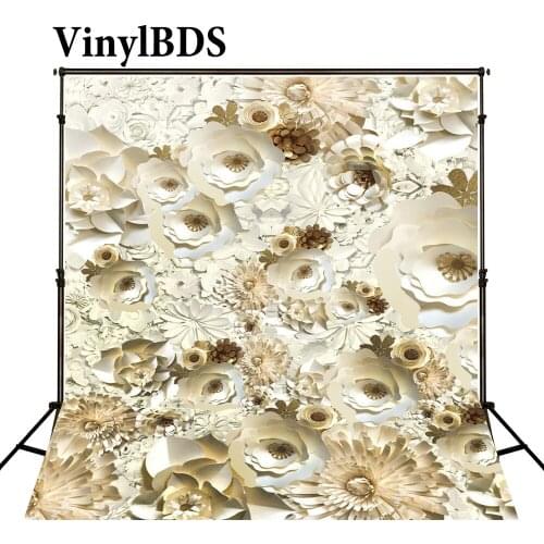 VinylBDS Vintage Wedding Artificial-flowers Backdrops White Paper Flower Backdrop Newborn Background