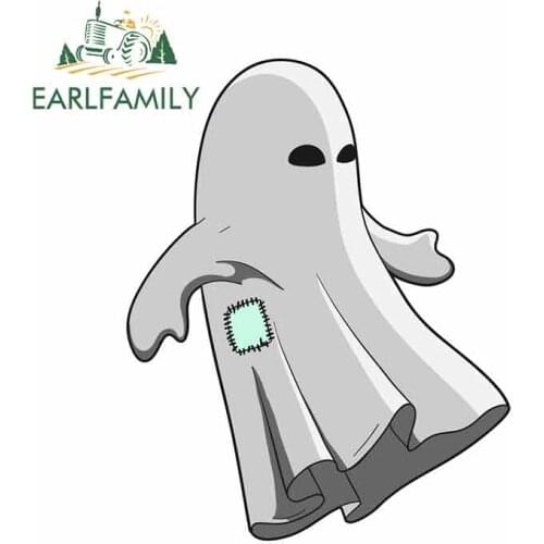 EARLFAMILY 13cm x 10.3cm For White Ghost Funny Car Stickers Anime Occlusion Scratch Bumper Decoration Waterproof Vinyl Car Wrap