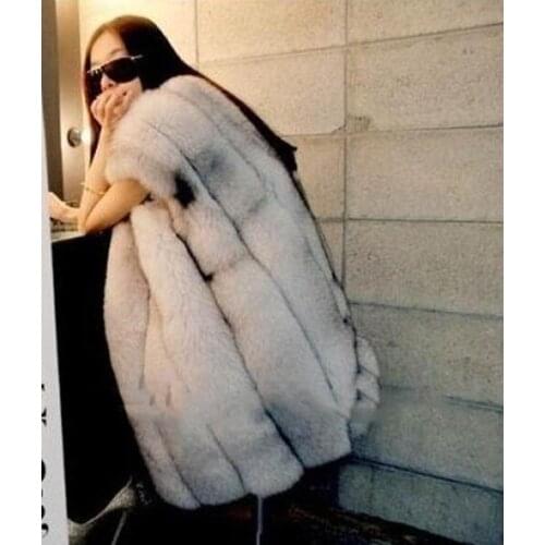 Genuine fox fur coat winter long full leather fox fur vest womens luxury fox fur jacket plus size free shipping H197