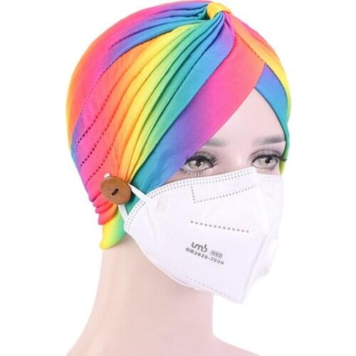 2021 Fashion New Ladies Muslim Headscarves Colorful Samba Style Headwear Headband Mask Buckle Hat Hair Accessories Headscarf
