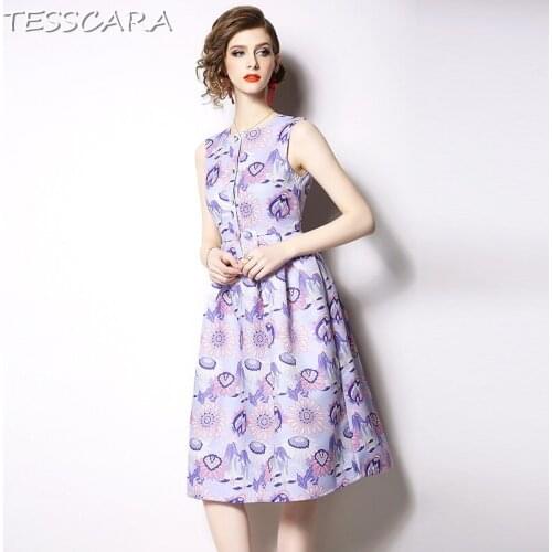 TESSCARA Women Elegant Long Print Dress Shirt Festa Female High Quality Vintage Designer Vestidos Office Lady Party Robe Femme