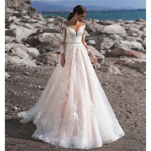 Vintage A-Line Wedding Dress vestidos de novia 2020 Embroidery Appliques White Wedding Dresses robe de mariee