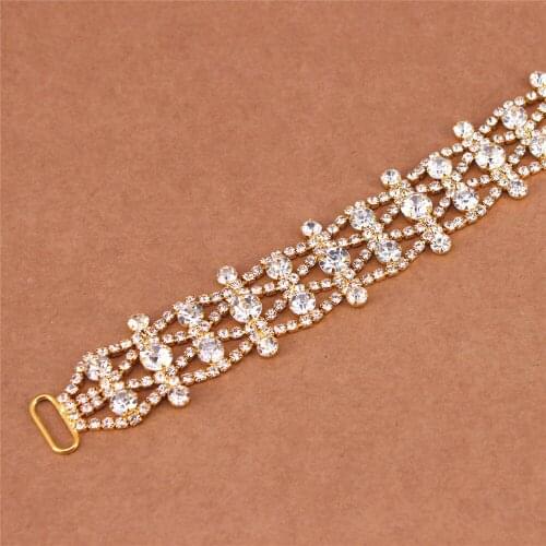 Gold Wedding Belt Handmade Rhinestone Crystal Bridal Belt Sash With Ribbon Sashes for Evening Party Prom Bridesmaid Dress