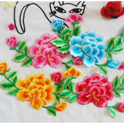 10*18 cm DIY embroidery ironing cloth attached patch embroidered wedding flower stickers 3D stereoscopic flower Patch stickers
