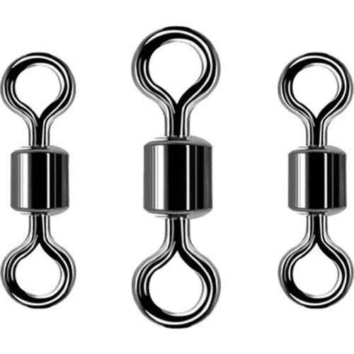 10pcs-50pcs/lot Fishing Swivel Solid Connector Barrel Snap Stainless Steel Ball Bearing Fishing Swivels Rolling Ring Tackle