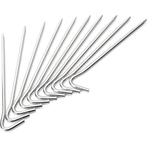 10PCS Aluminium alloy Tent Stakes 18cm Tent Pegs With Hook Camping Canopy Nail Outdoor Canopies Ground Nails Portable