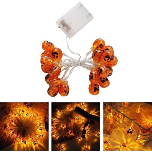 2m Halloween Lights String 3D Pumpkin Lights Battery Operated Jack-O-Lantern Lights for Decorations Outdoor Indoor Party 20 LED