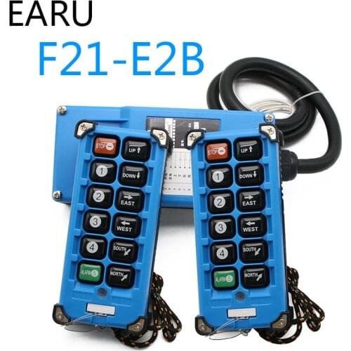 2 Transmitters + 1 Receiver F21-E2B-8 F21Industrial Remote Controller Switches 6 Channels Buttons Keys Direction for Hoist Crane