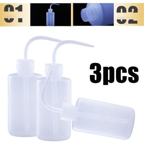 3pcs 250ml Curved Mouth Diffuser Plastic Wash Squirt Squeeze Bottle Lab Non-Spray Tattoo Bottles Tattoo Accessories